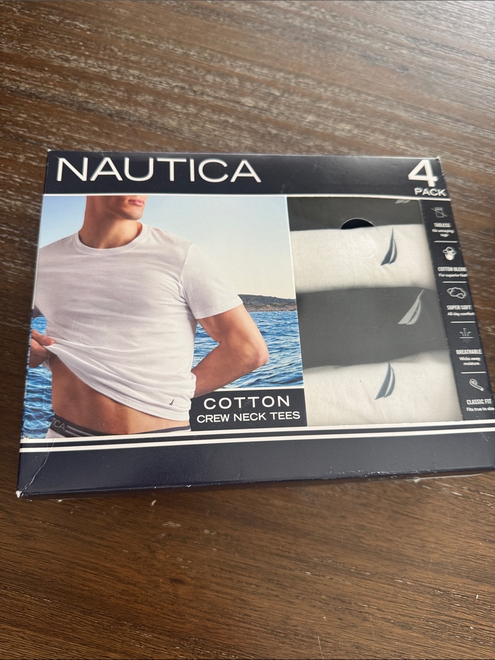 Nautica Men’s Crew Neck Cotton Tees - 4 Pack